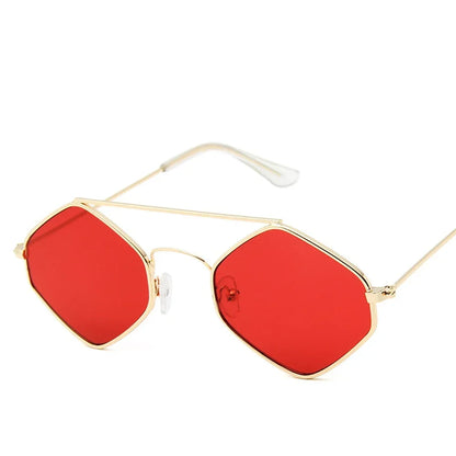 Polygonal Ocean Sunglasses for Women with Retro Metal Frame and Double Beam Design Kafinashop