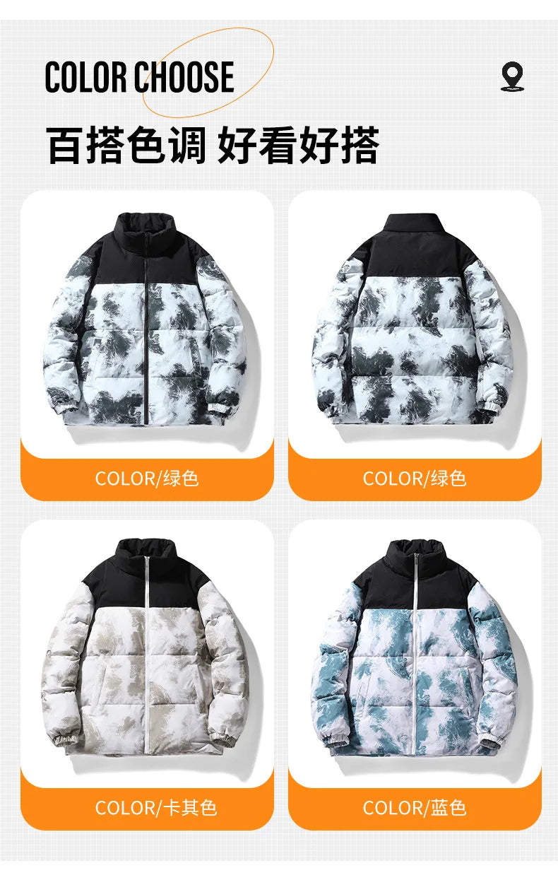 -30 Degree Mens New Winter Down Jackets Mens Casual Loose Print White Duck Down Coats Outdoor Ski Thicken Warm Windproof Outwear Kafinashop