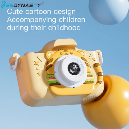 New Digital Toy Kid Camera Cute Tiger Baby Camera Toy 4000W 2.0 IPS Screen Childrens Dual Camera with 32GB Card Birthday Gift Kafinashop