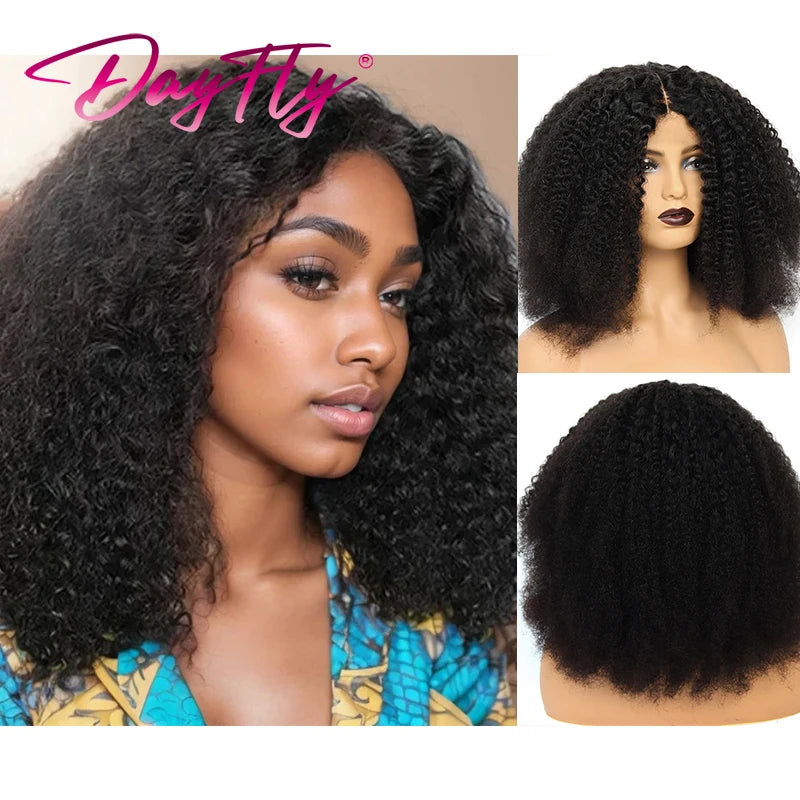 Afro Kinky Curly Wig Human Hair Mongolian Curly Human Hair Wigs 4x4 Swiss Lace Closure Wig For Women peruque cheveux naturels Ma boutique