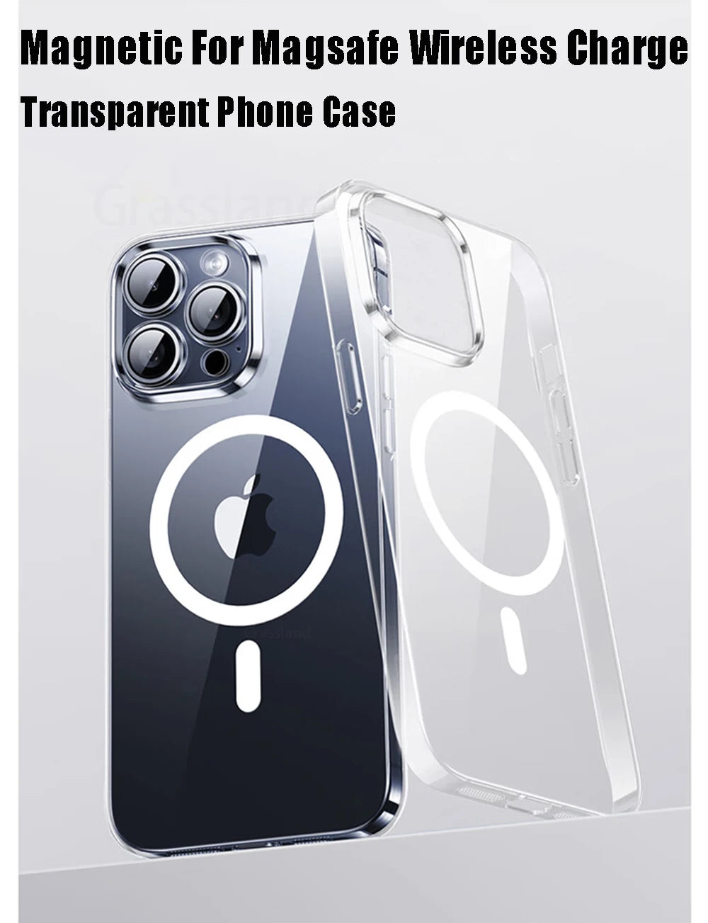 Luxury Magnetic Wireless Charge For Magsafe Case for iPhone 15 14 13 12 11 Pro X XR XS Max 7 8 Plus Back Cover Transparent Case Kafinashop