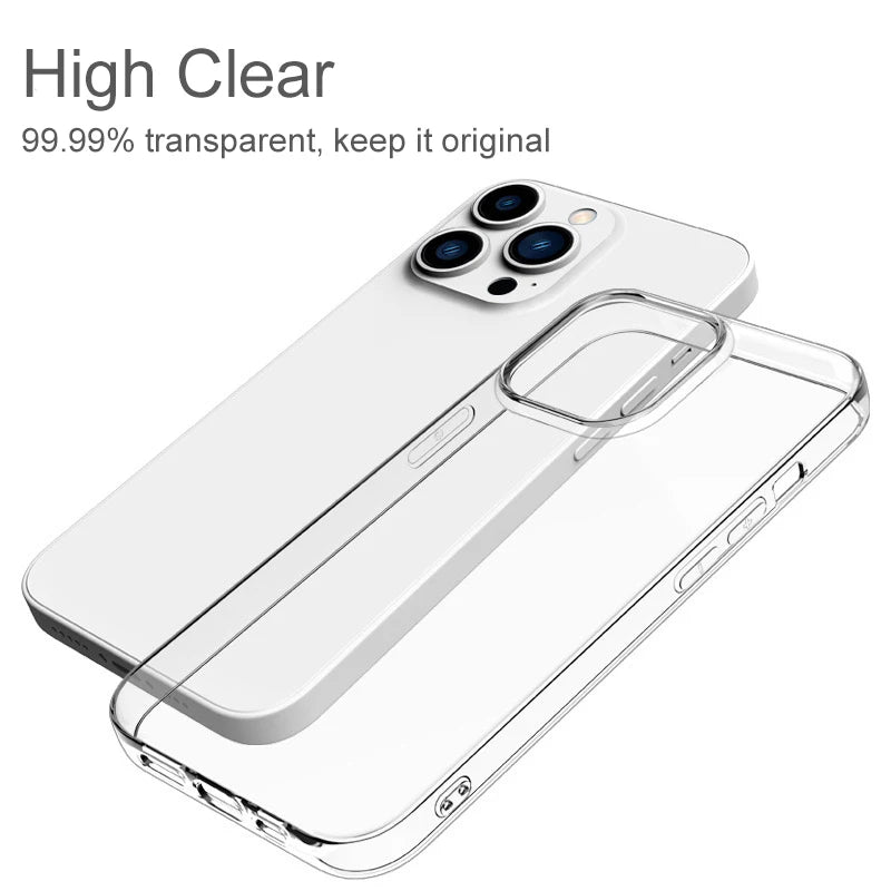 Ultra Thin Clear Silicone Case For iPhone 15 14 13 12 11 Pro Xs Max Mini XR X 7 8 6s Plus 6 SE 2020 2022 2016 5 5S Back Cover Kafinashop